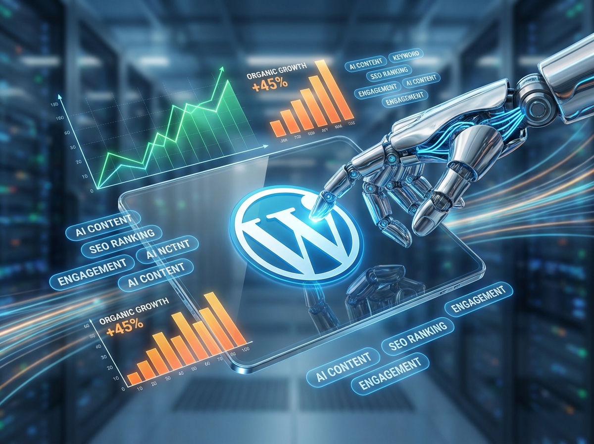 یک ربات هوش مصنوعی در حال تولید محتوا برای وردپرس با تمرکز بر سئو و رشد ارگانیک