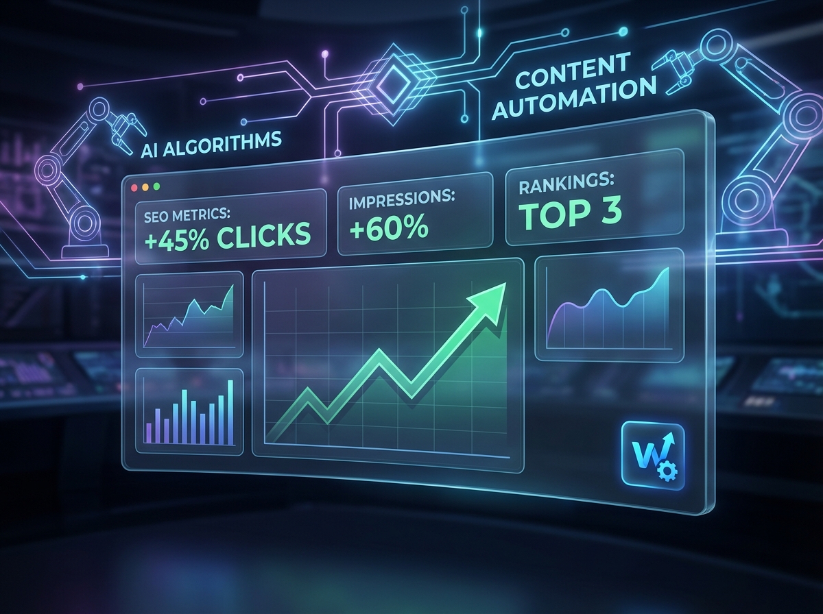 داشبورد اتوماسیون سئو با نمایش رشد کلیک و ایمپرشن