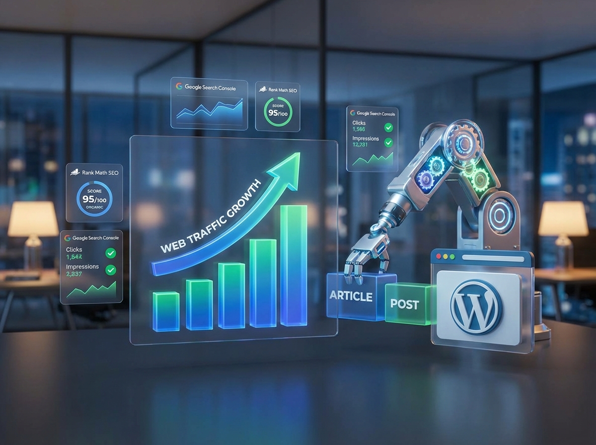 نمودار رشد سئو و اتوماسیون انتشار محتوا در وردپرس