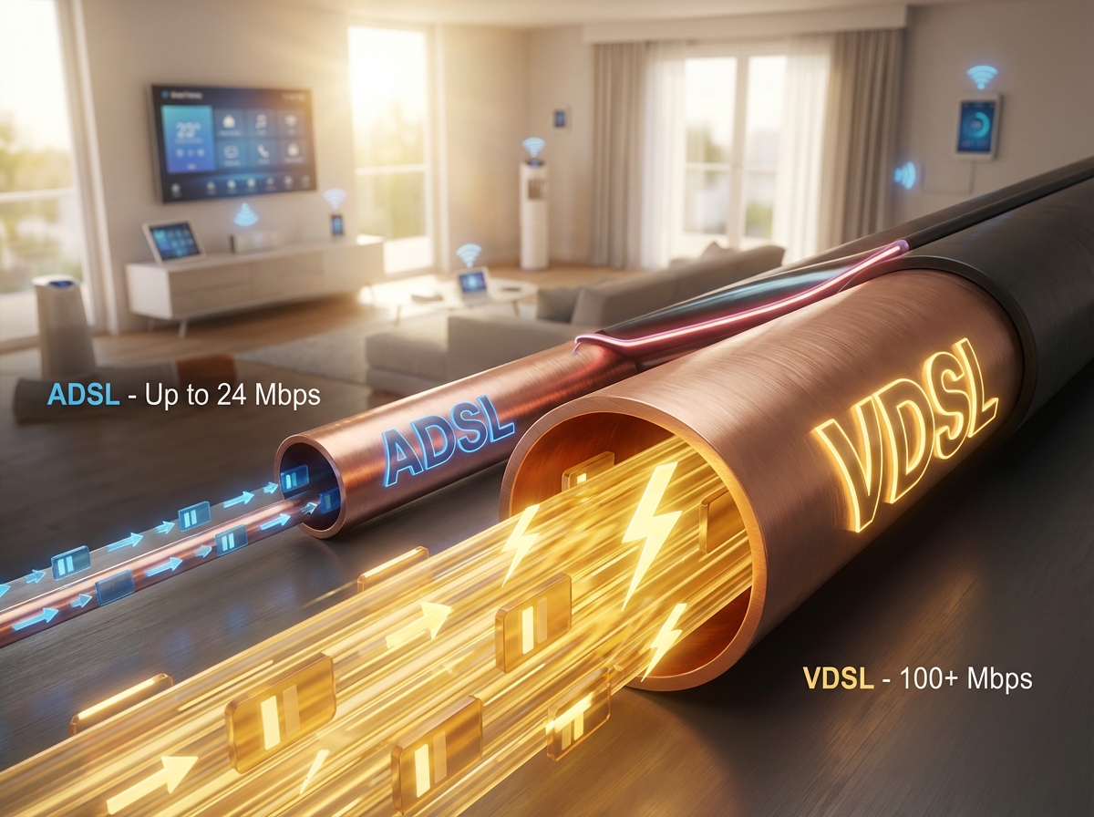 تفاوت سرعت انتقال داده در فناوری ADSL و VDSL